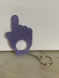 Purple Glitter Button Pusher Keychain