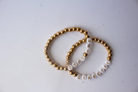 Type One Diabetic - Gold and White Beaded Bracelet Set