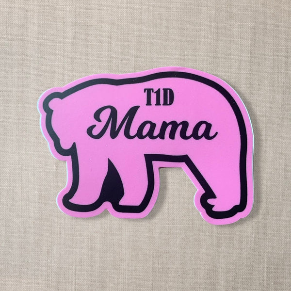 Hot Pink T1D Mama Bear Sticker