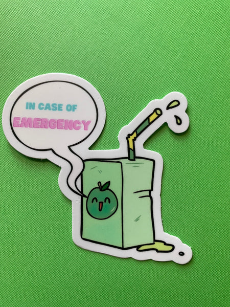 Juice box “In Case of Emergency” Sticker
